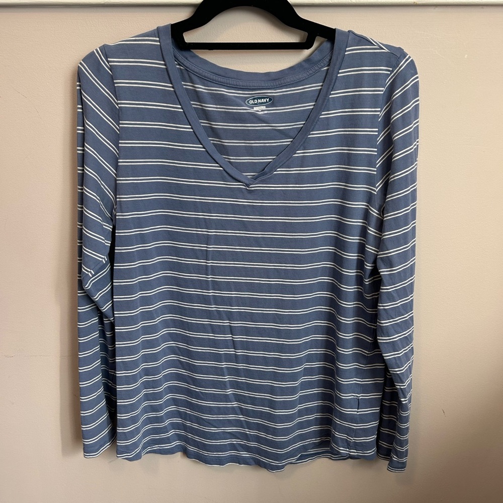 Old Navy Blue Striped “Everywear” Long Sleeve Top- M